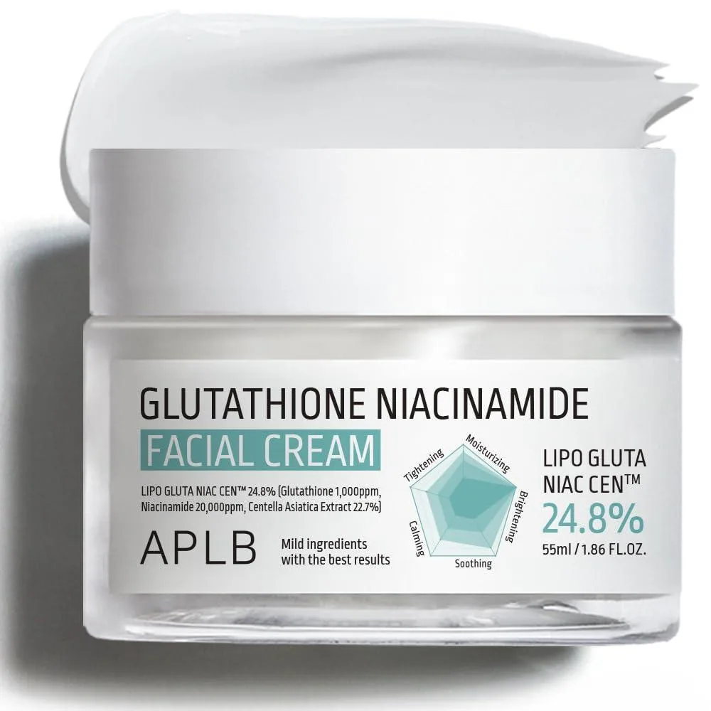 APLB Glutatión Niacinamida Crema Facial | LIPO GLUTA NIAC CEN™ 24.8% 1.86 FL.OZ/Cuidado de la piel coreano, Hidratación profunda, Niacinamida, Mejora la elasticidad de la piel, Mejora la textura de la