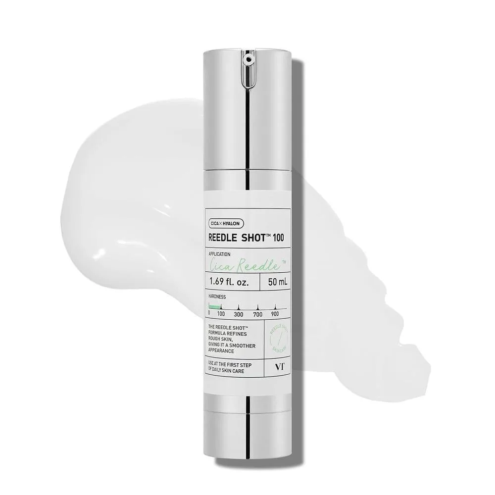 VT COSMETICS CICA Reedle Shot 100, suero de microagujas para cuidado de poros y exfoliación, exosoma, centella asiática para piel de vidrio, textura de piel, refuerzo de piel líquido coreano (1.69