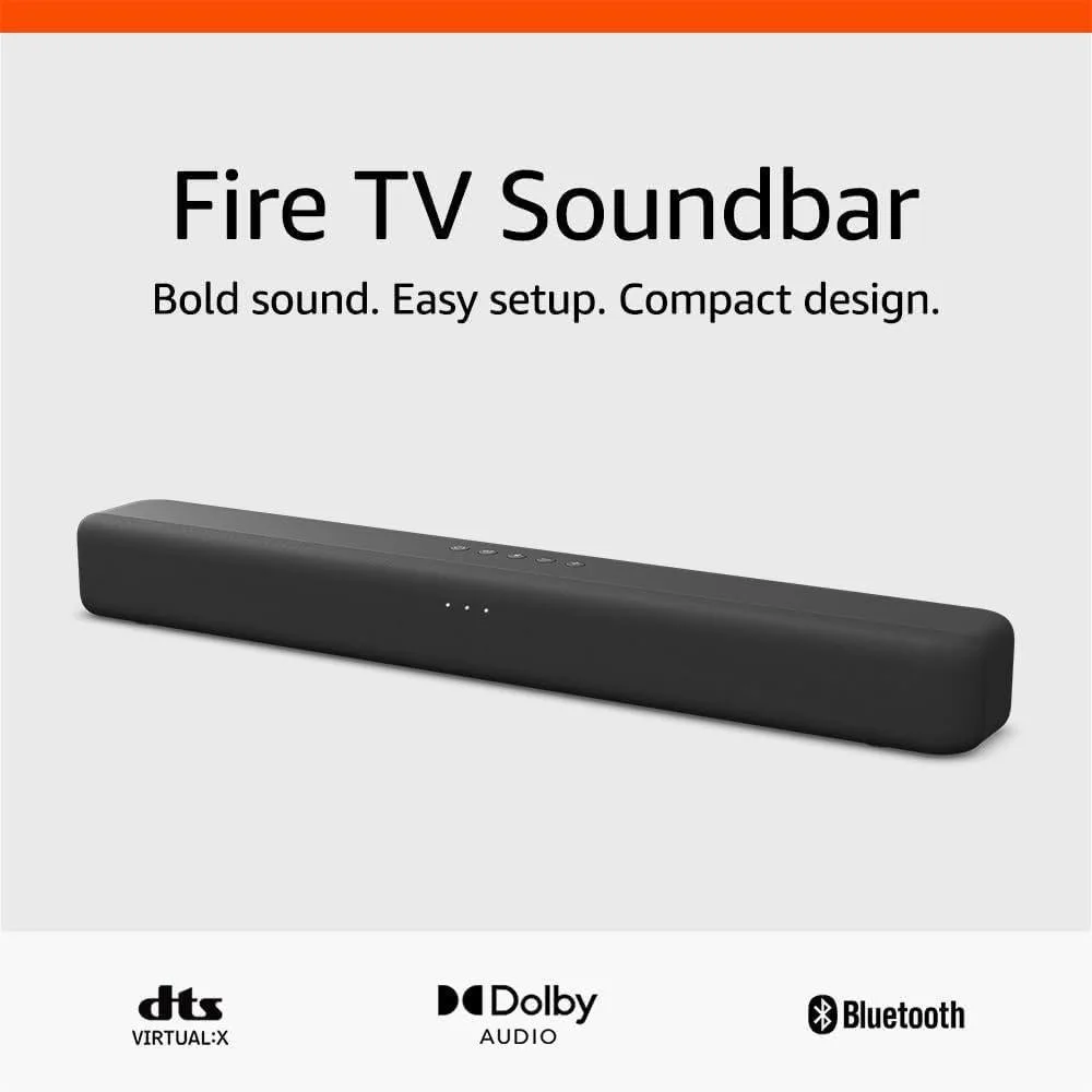 Amazon Fire TV Soundbar (newest model), 2.0 speaker with DTS Virtual:X and Dolby Audio, Bluetooth connectivity