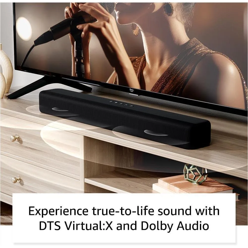 Barra de sonido Fire TV de Amazon con altavoces 2.0, DTS Virtual:X, Dolby Audio y conectividad Bluetooth