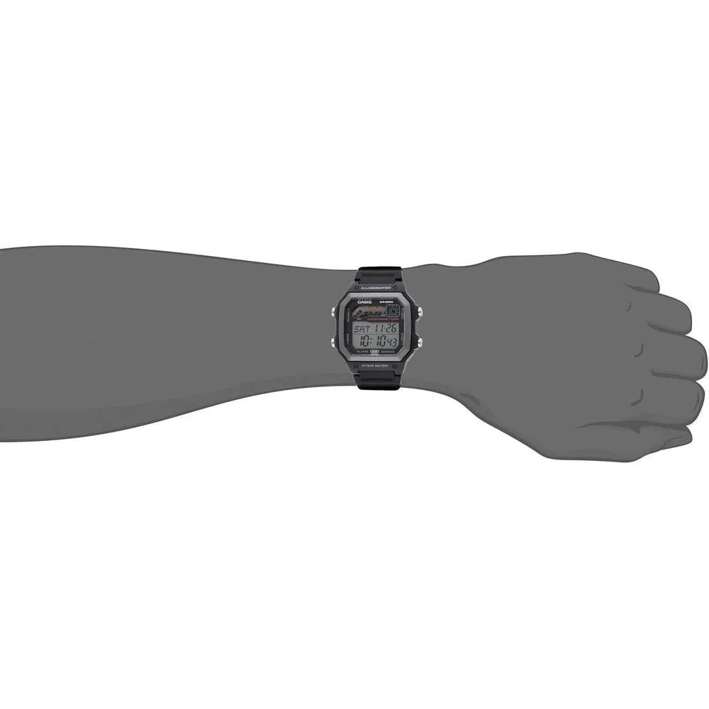 Reloj Casio Serie WS1600H con diseño deportivo, cronómetro, temporizador, luz LED y resistencia al agua, alarma, calendario y batería de larga duración