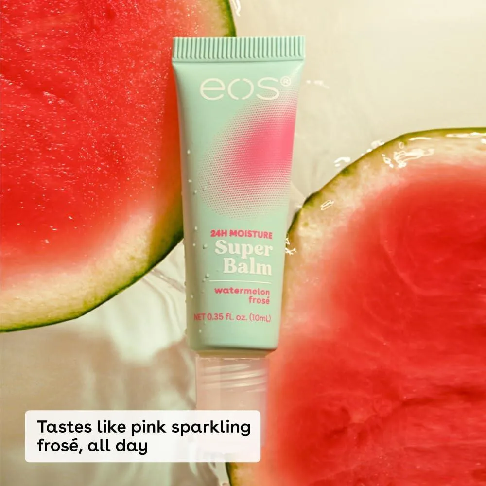 eos 24H Moisture Super Balm de Sandía y Mango para Pieles Sensibles, Mascarilla Labial Día o Noche, Paquete de 2