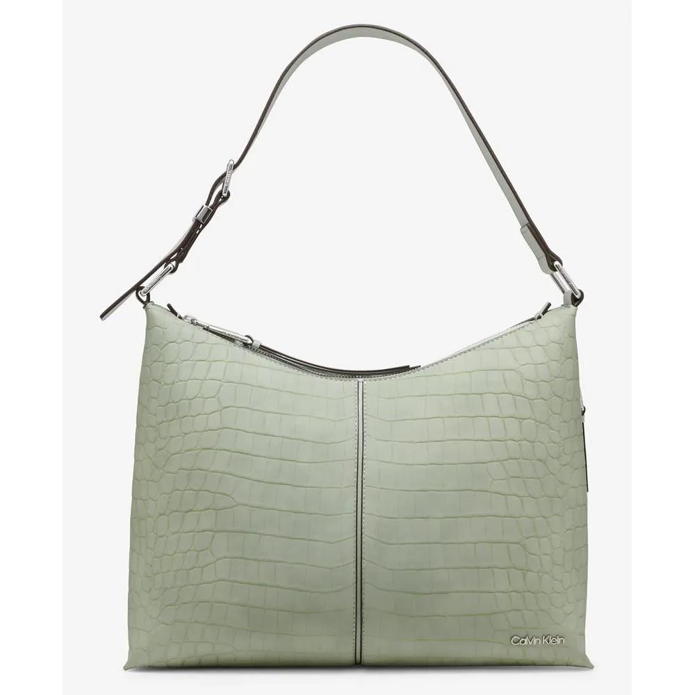 Calvin Klein Max Top Zip Bolso de hombro Hobo con cuero vegano y organización interior, correa ajustable y estilo elegante