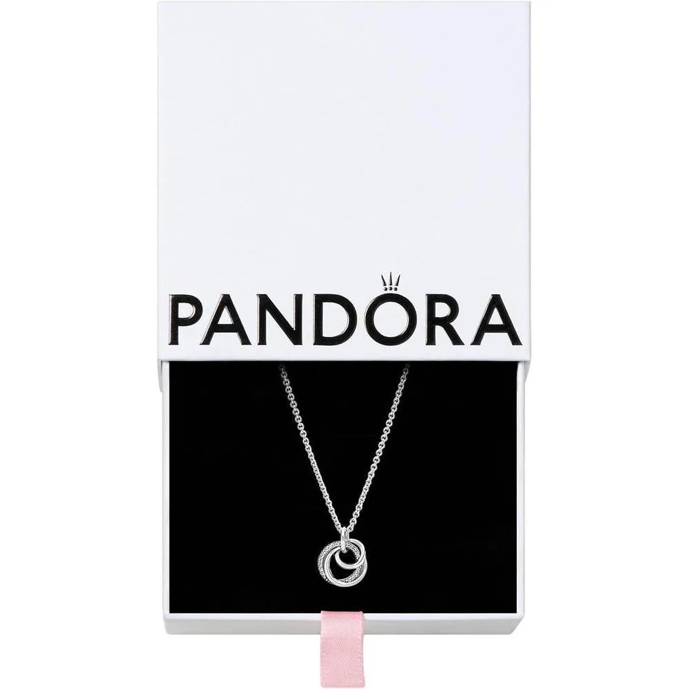 PANDORA Family Always Encircled - Collar ajustable con cierre de langosta de plata de ley y circonita cúbica con caja de regalo
