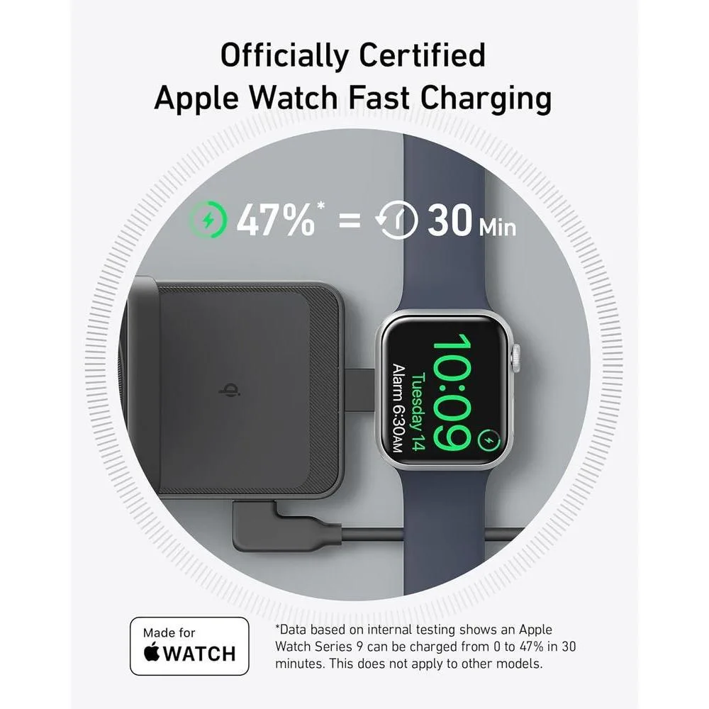 Estación de carga inalámbrica 3 en 1 Anker MagGo para iPhone, AirPods y Apple Watch con MagSafe, carga rápida y diseño compacto