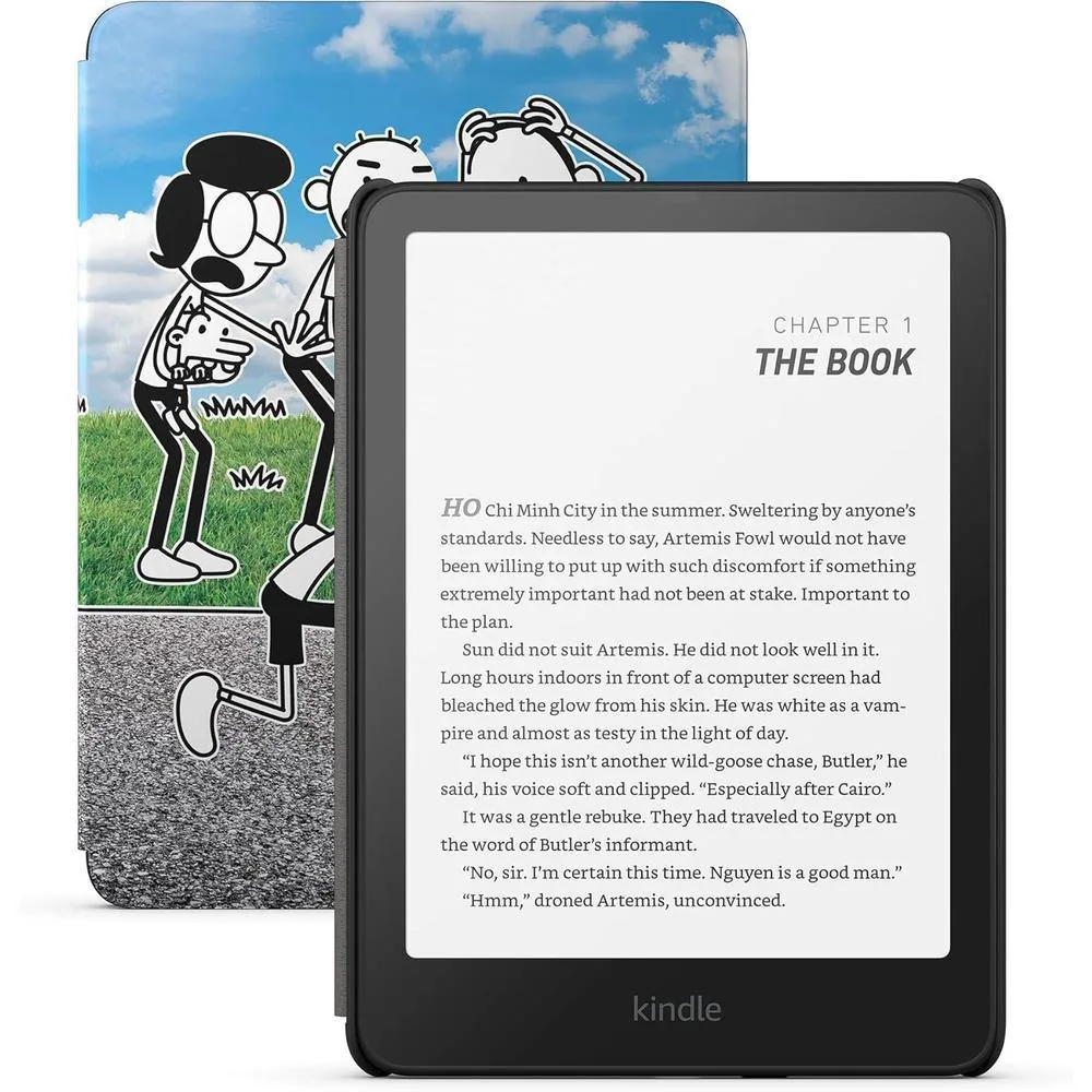 All-new Amazon Kindle Paperwhite Kids (16 GB) – Larger 7" glare-free display. Kids read an average of 1+ hour per day with Kindle – Diary of a Wimpy Kid