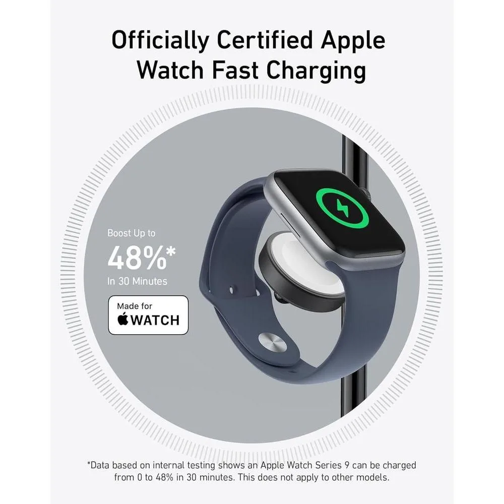 Anker MagGo Estación de Carga Inalámbrica 3 en 1 Compatible con MagSafe para iPhone, Apple Watch y AirPods, Certificación Qi2