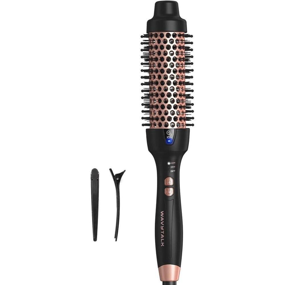 Wavytalk Versión Actualizada Cepillo Térmico para Aspecto de Peinado, Blowout Express Cepillo Redondo Térmico Iónico de 1.5 Pulgadas Hace el Cabello Más Suave Obtén Rizos Naturales, Doble Voltaje