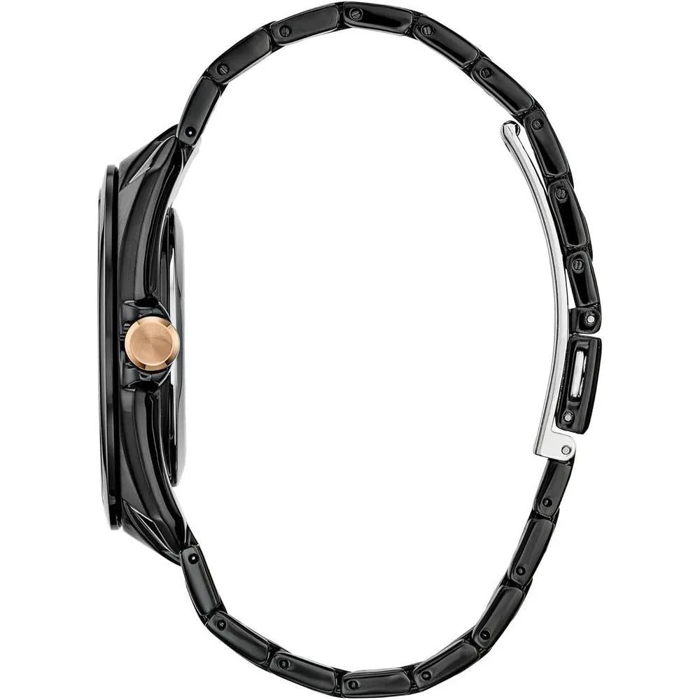 Citizen Eco-Drive Marvel Tony Stark I Love You - Reloj de acero inoxidable negro, con fecha de 3 manecillas, luminoso, parte trasera grabada