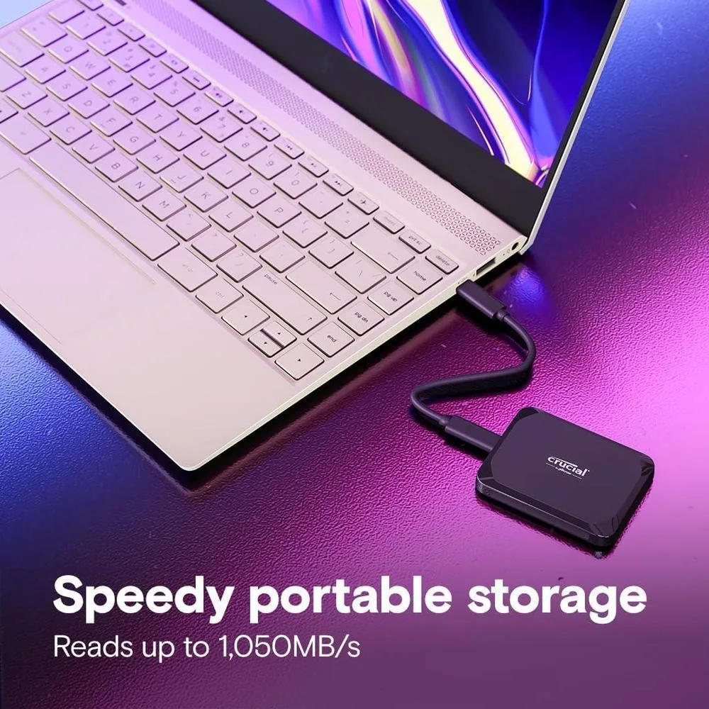 Crucial X9 SSD portátil de 2 TB - Hasta 1050 MB/s de lectura - PC y Mac, con oferta Mylio Photos+ de 3 meses - USB 3.2