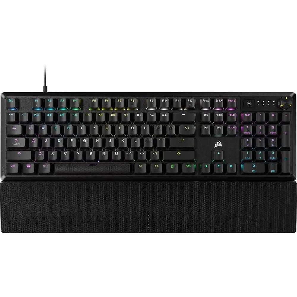 CORSAIR K70 CORE RGB Mechanical Gaming Keyboard with Palmrest - Pre-lubricated Corsair MLX Red Linear Keyswitches - Sound Dampening - Media Control Dial - iCUE Compatible - QWERTY NA Layout - Black