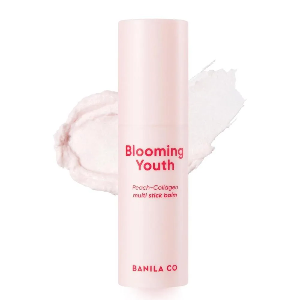 BANILA CO Blooming Youth Multi-balm Stick | All-in-one Hydrating Lip, Face and Neck Cream | Daily Moisturizer Make up Base | Made with Peach Collagen & Hyaluronic Acid (10.5g / 0.37oz)