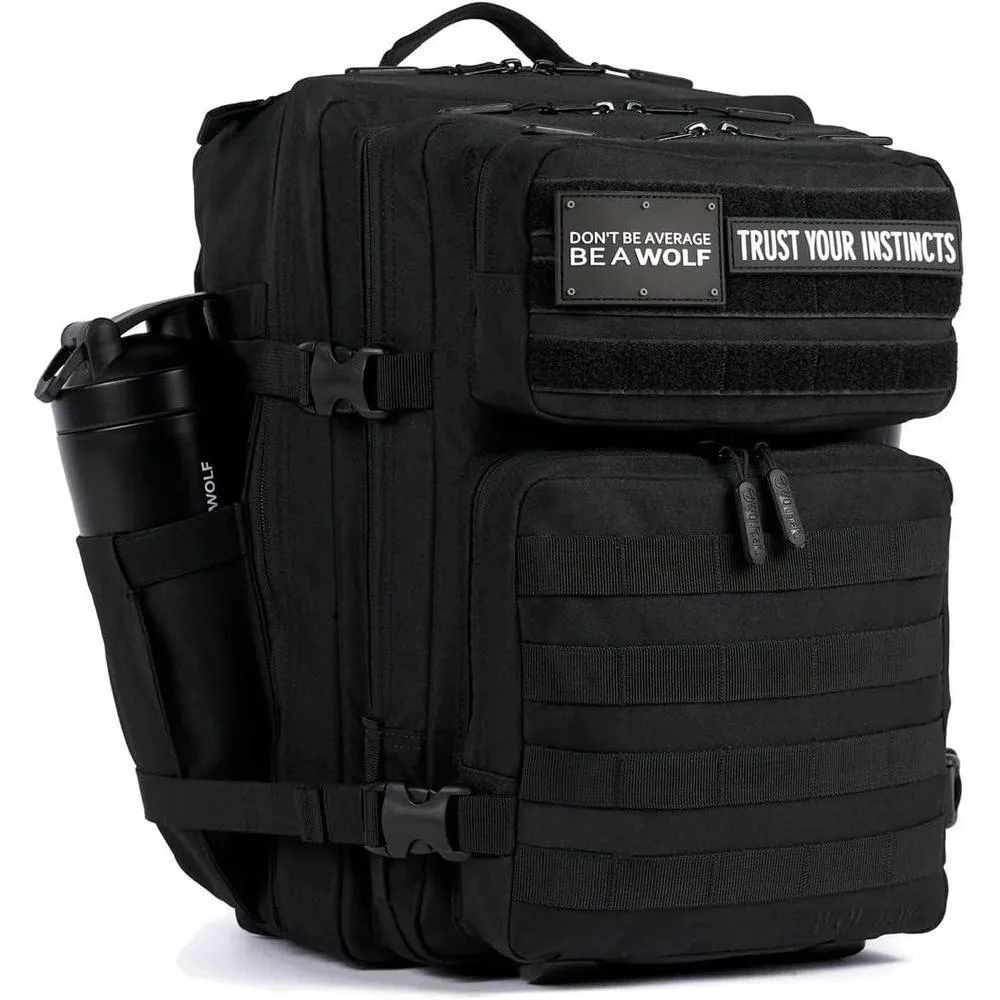 Mochila Táctica 35L WOLFpak en Color Negro con Resistencia al Agua y Personalización con Parches, Ideal para Viajes y Uso Diario