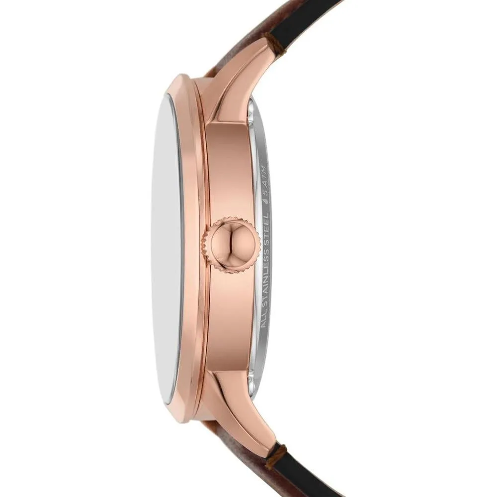 Reloj Fossil Townsman Automático de acero inoxidable y cuero, estilo esqueleto, resistente al agua hasta 50 metros
