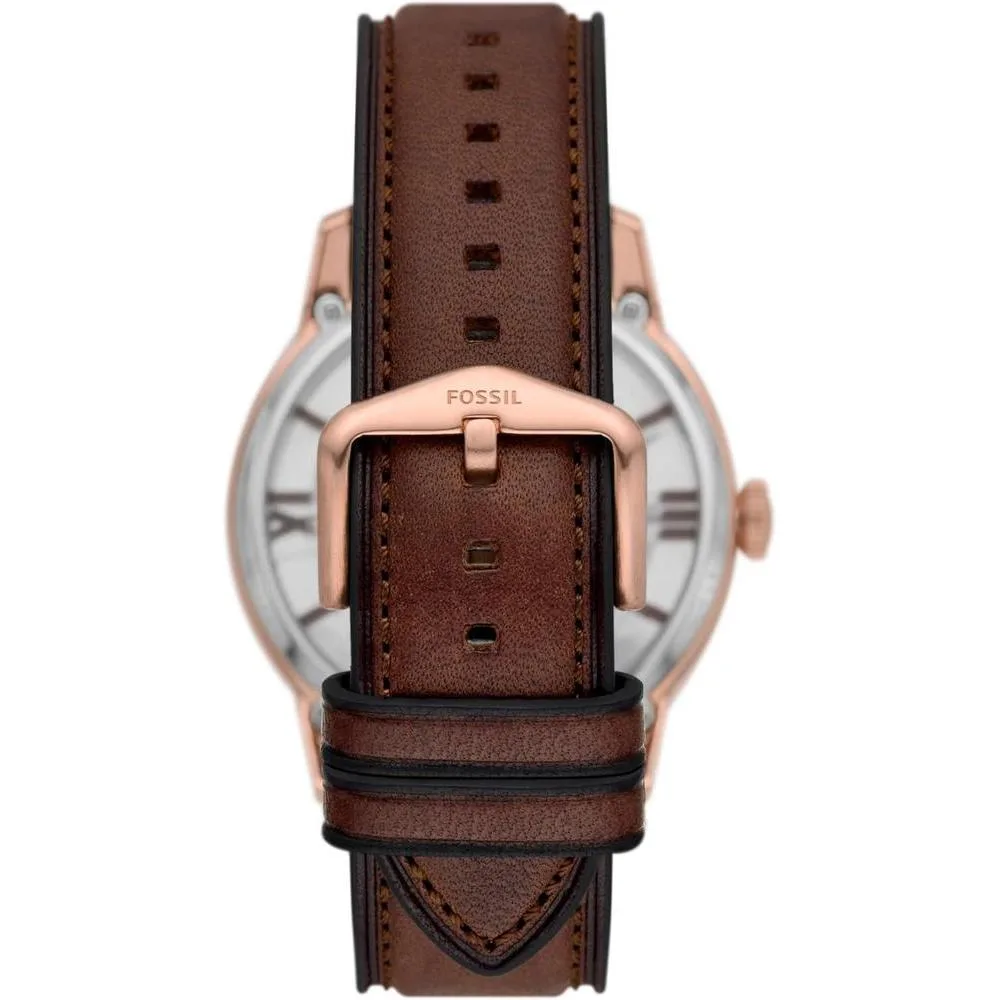 Reloj Fossil Townsman Automático de acero inoxidable y cuero, estilo esqueleto, resistente al agua hasta 50 metros