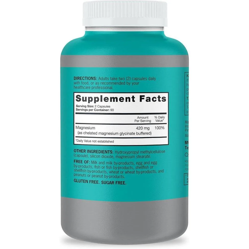 Qunol Cápsulas de magnesio 420 mg, 100% DV, alta absorción, extra fuerza, suplemento para salud ósea y muscular, 180 uds