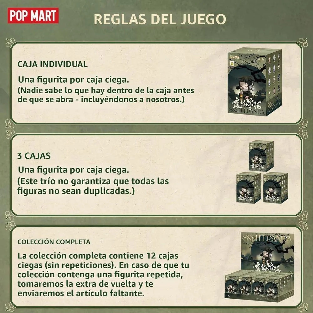 POP MART SKULLPANDA - Figuras de la serie The Ink Plum Blossom, figuras de diseño aleatorio, juguetes coleccionables