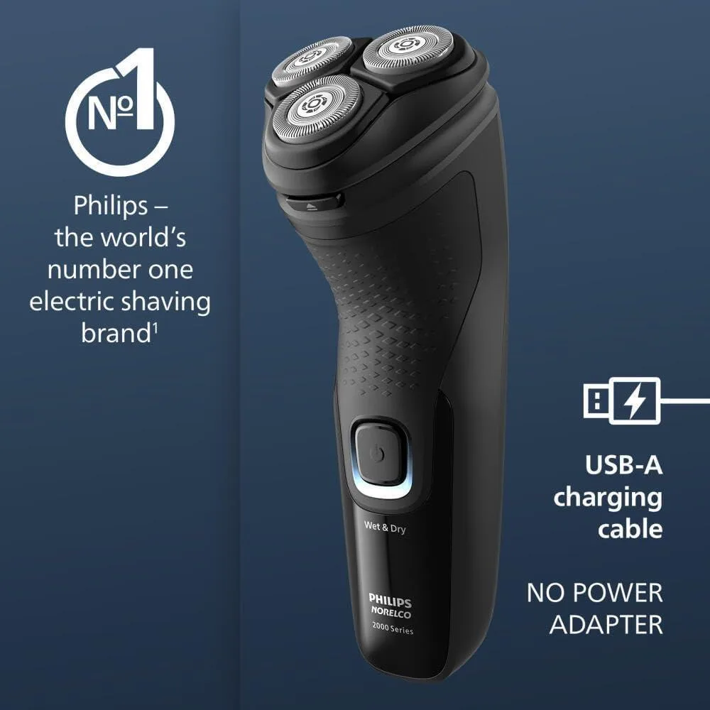Philips Norelco Shaver 2400, Afeitadora Eléctrica Inalámbrica Recargable Con Recortadora Emergente Y Cabezales Flexibles 4D, X3001/90