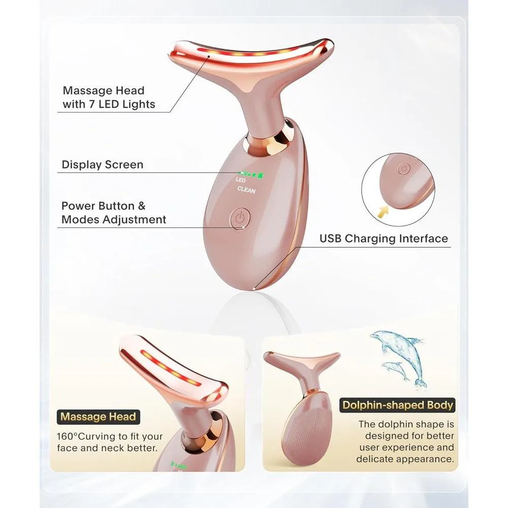Masajeador facial 7 en 1 Deplux para rutina diaria de cuidado de la piel con 7 modos de luz y diseño portátil ergonómico