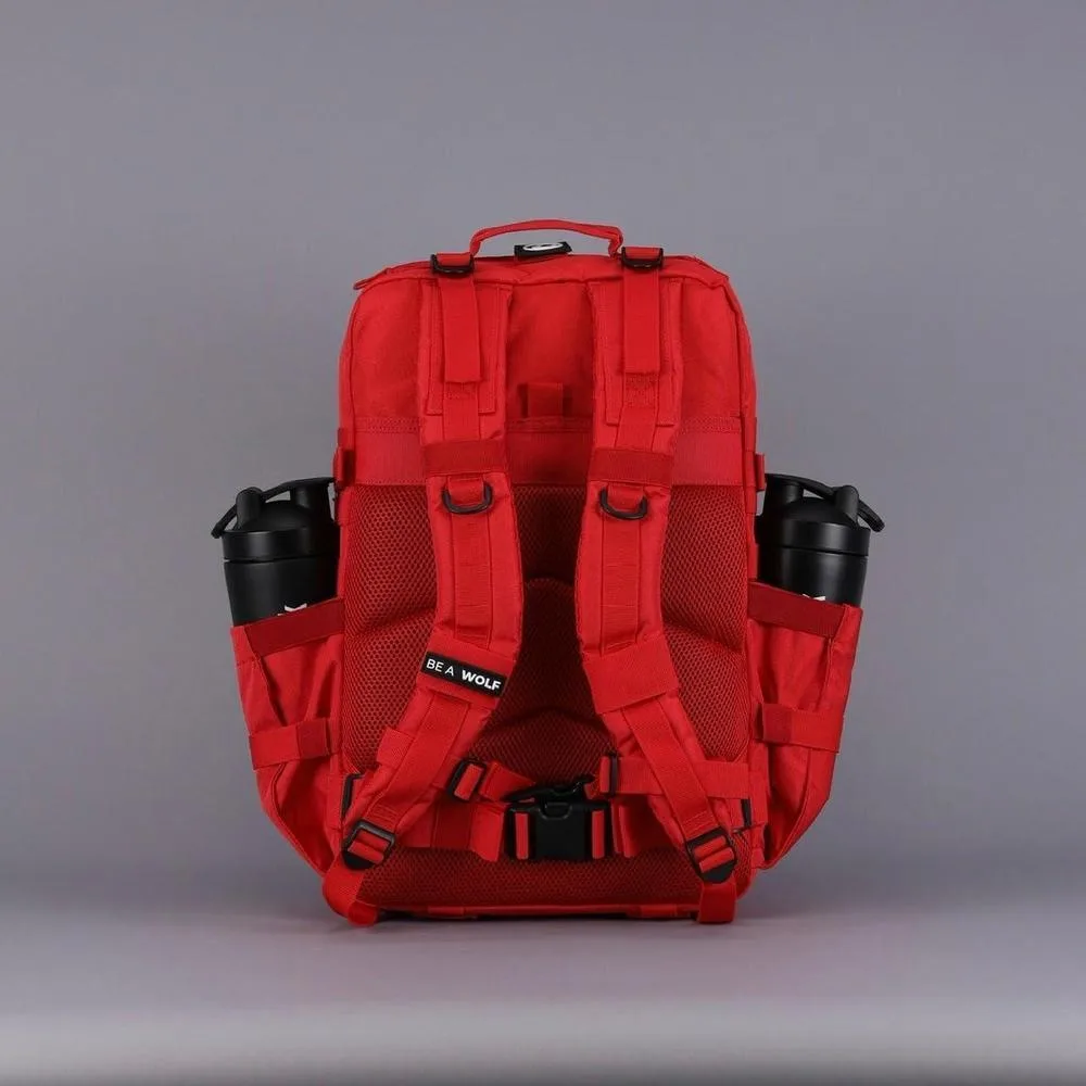 Mochila WOLFpak 45L Elite Roja, diseño táctico militar con capacidad personalizable y parches integrados