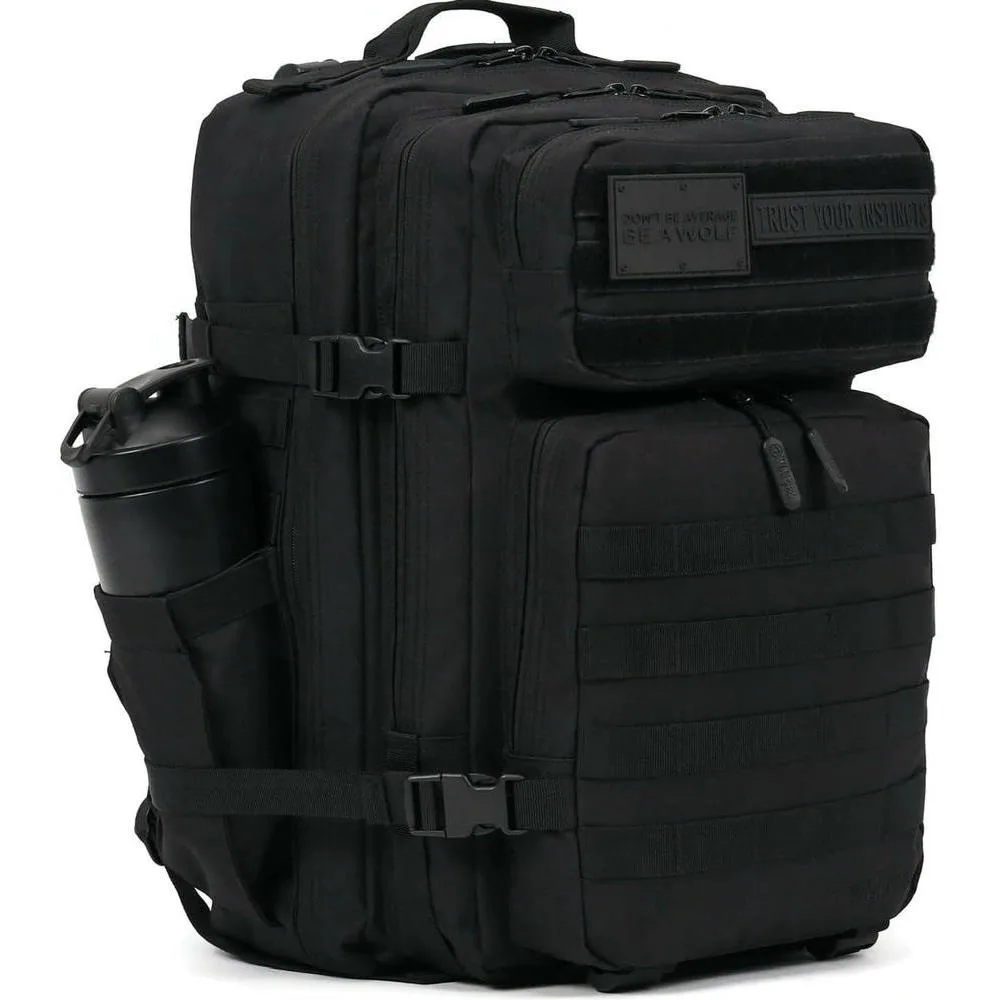 Mochila Táctica WOLFpak 45L Edición Nightshade, resistente al agua, ideal para camping, senderismo y gimnasio, personalizable con parches
