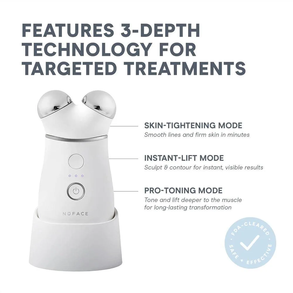 Dispositivo facial NuFACE Trinity+ de microcorriente, esculpe y aprieta rostro y cuello, aprobado por la FDA, incluye activador