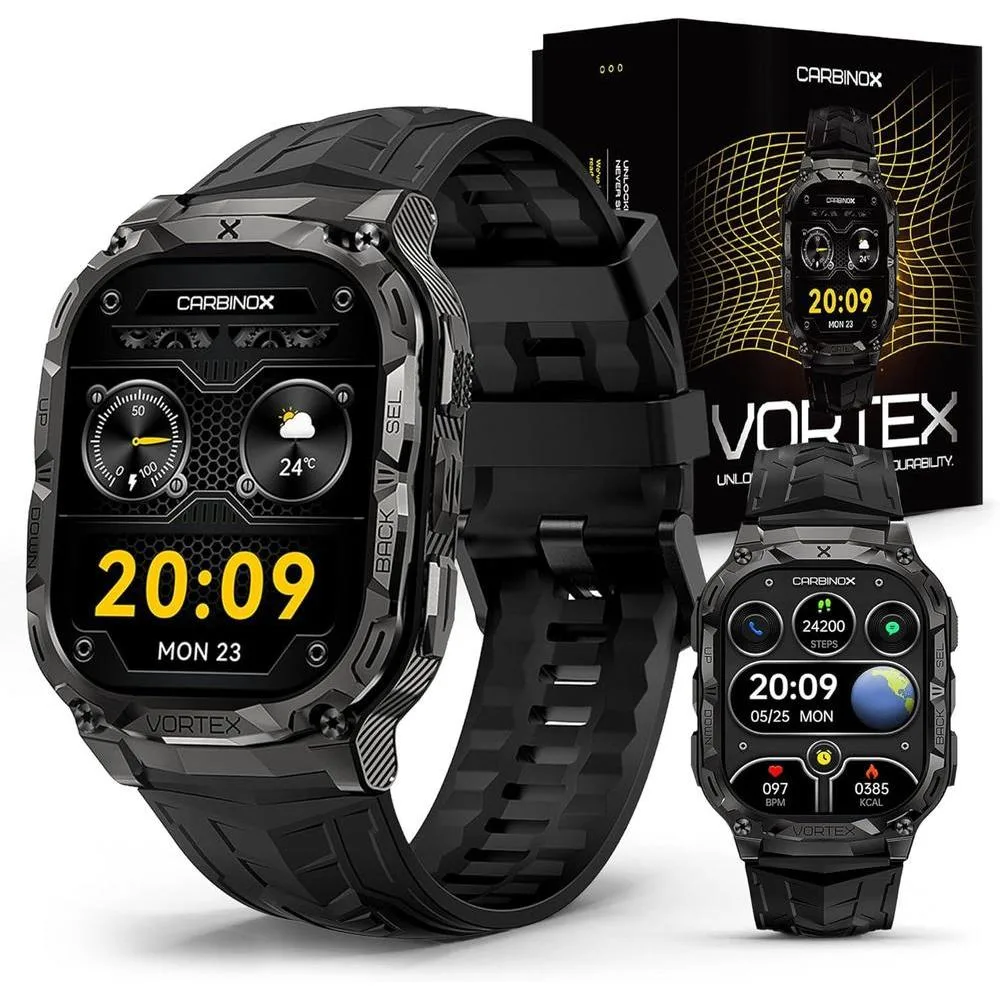 CARBINOX Vortex Smartwatch (Answer/Make Calls), Military-Grade Rugged Fitness Tracker, IP69K Waterproof, Sport Design for Active Lifestyles