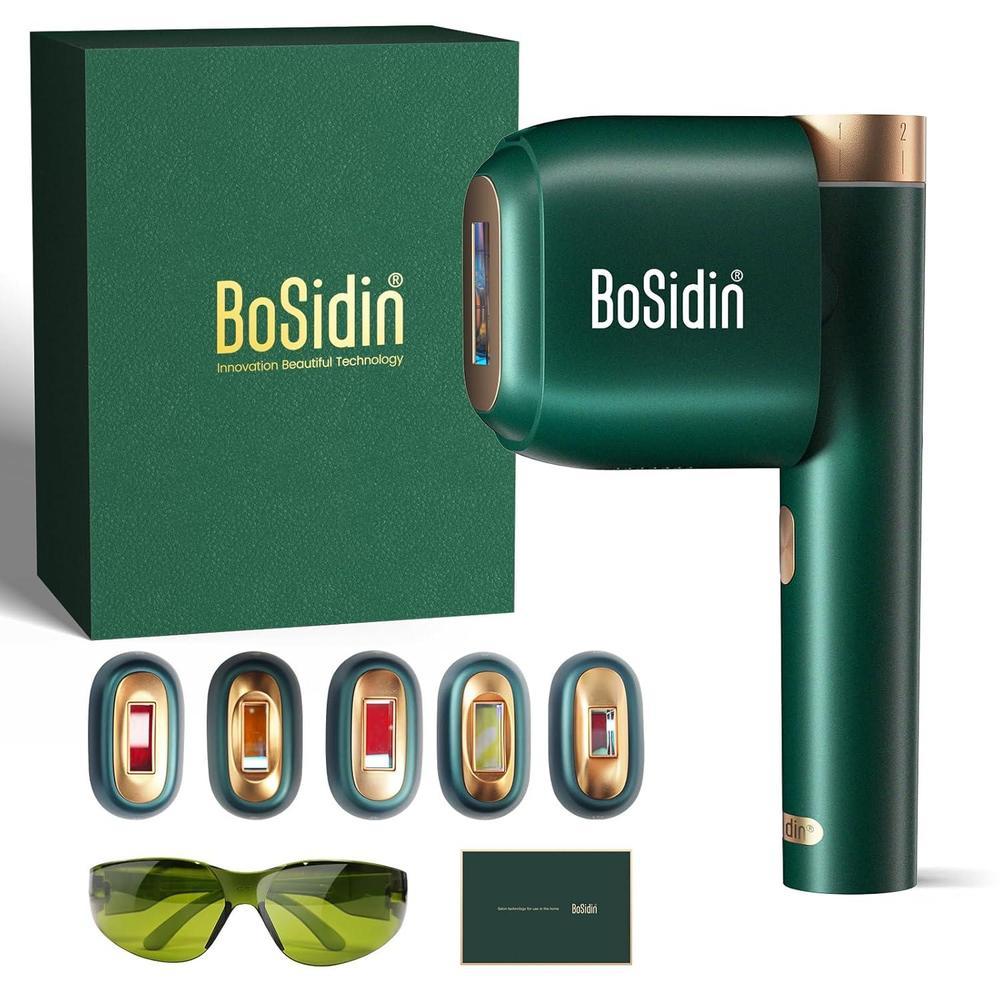 Depilación láser, BoSidin depilación IPL con enfriamiento de hielo sin dolor, rejuvenecimiento facial SR 2 en 1, 6+1 modos, 6 niveles de depilación permanente para mujeres, kit de depilación láser con