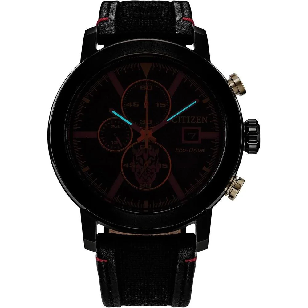 Citizen Eco-Drive Star Wars Darth Maul Mastermind cronógrafo negro con correa de nailon y esfera negra, modelo CA0766-02W