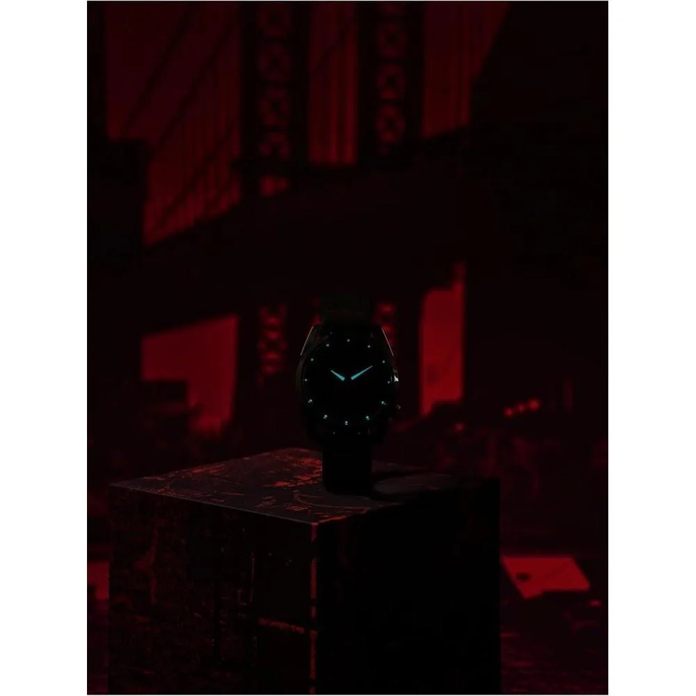 Citizen Reloj Eco-Drive Marvel Miles Morales acero inoxidable negro con correa cuero y esfera negra, modelo AW1685-00W