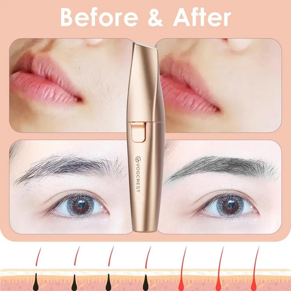 VG VOGCREST Recortador de Cejas y Facial 2 en 1 Recargable con Luz LED Integrada en Color Oro Rosa