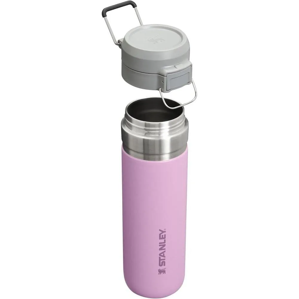 Botella de agua Stanley Quick Flip GO, tapa de botón, a prueba de fugas, acero inoxidable aislado, libre de BPA, lila