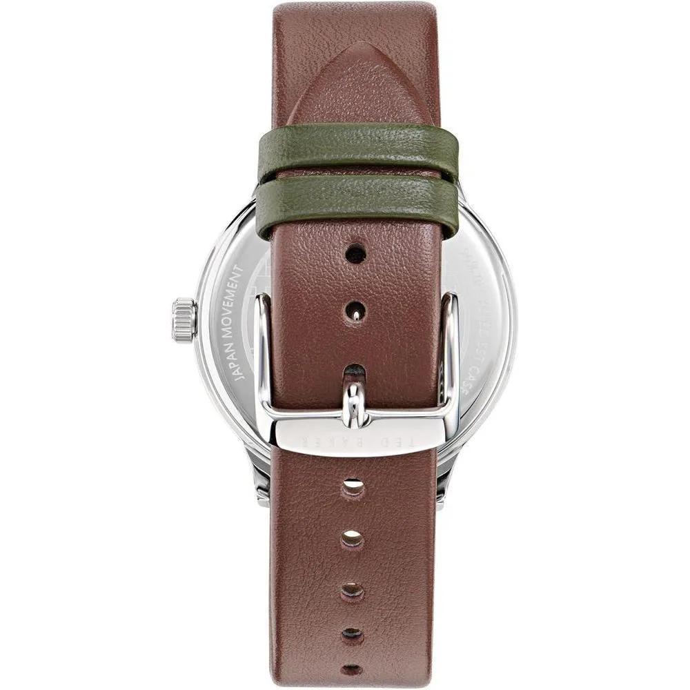 Reloj Ted Baker Cosmop con correa de cuero ecológico para hombre, esfera verde, diseño elegante y resistente al agua