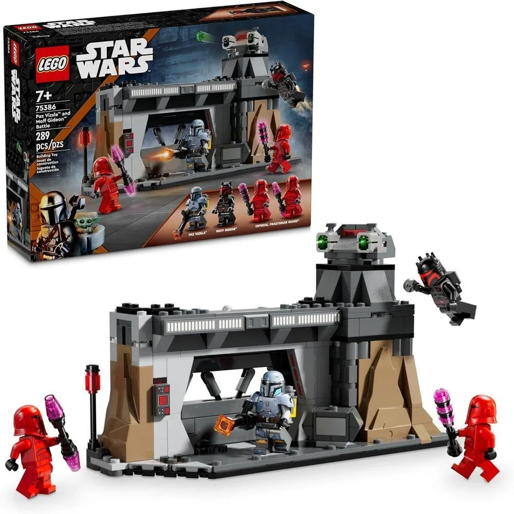 LEGO Star Wars: The Mandalorian Paz Vizsla and Moff Gideon Battle, Fun Building Set for Kids, Collectible Star Wars Toy with 4 Minifigures, Star Wars Birthday Gift for 7 Year Old Boys and Girls, 75386