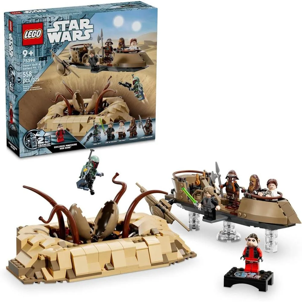 LEGO Star Wars: Return of The Jedi Desert Skiff & Sarlacc Pit, Vehicle Building Set with 25th Anniversary Minifigure Nien Nunb, Collectible Toy for Star Wars Fans, Gift for Kids Ages 9 and Up, 75396
