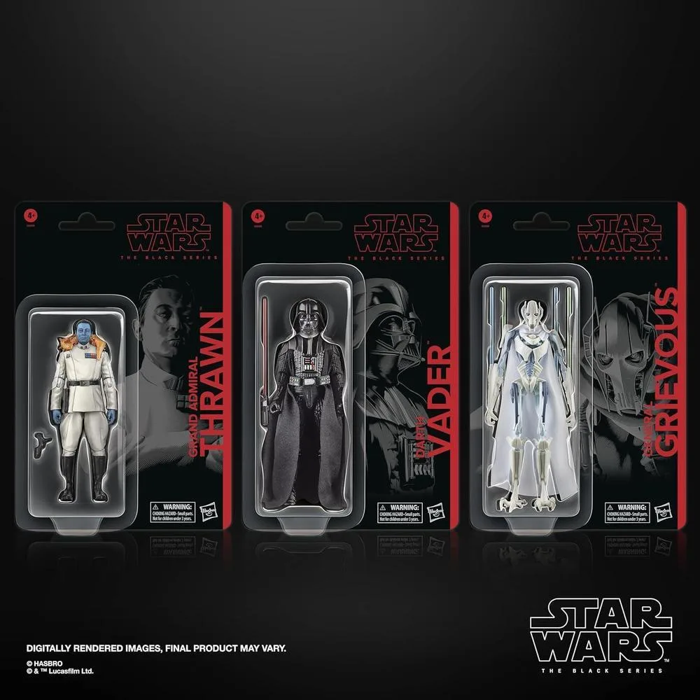 STAR WARS The Black Series Darth Vader, Gran Almirante Thrawn y General Grievous, paquete de figuras de acción coleccionables