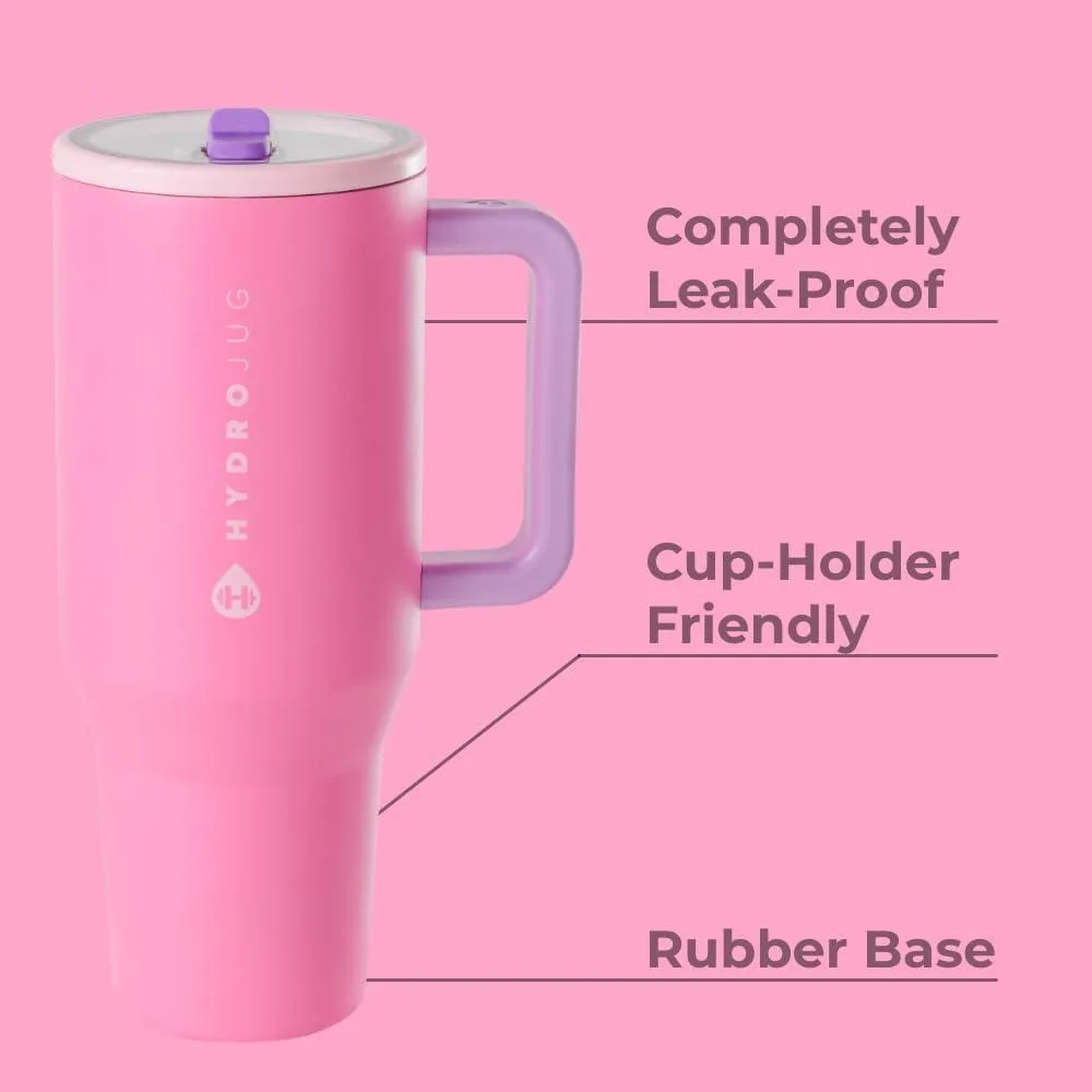 HydroJug Traveler - Moderno con asa y pajilla abatible, apto para portavasos de automóvil y resistente a las fugas