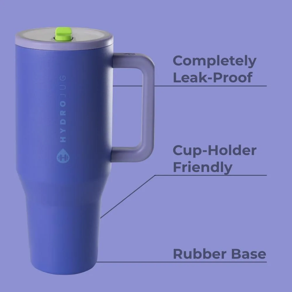 HydroJug Traveler - Moderno vaso con asa y pajilla abatible simple, resistente a las fugas, reutilizable