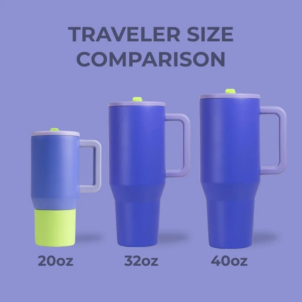 HydroJug Traveler - Moderno vaso con asa y pajilla abatible simple, resistente a las fugas, reutilizable