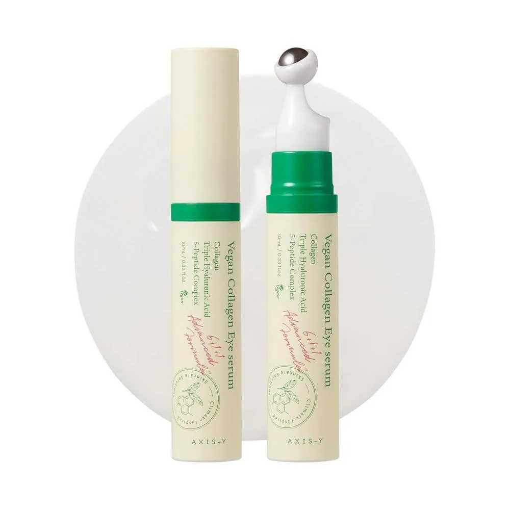 AXIS-Y Vegan Collagen Eye Serum - K Beauty Triple Hyaluronic Acid & Peptide Collagen Serum Improve Skin Elasticity, Reduce Fine Lines & Dark Circles - Vegan Korean Skin Care Eye Cream - 0.33 fl. oz.