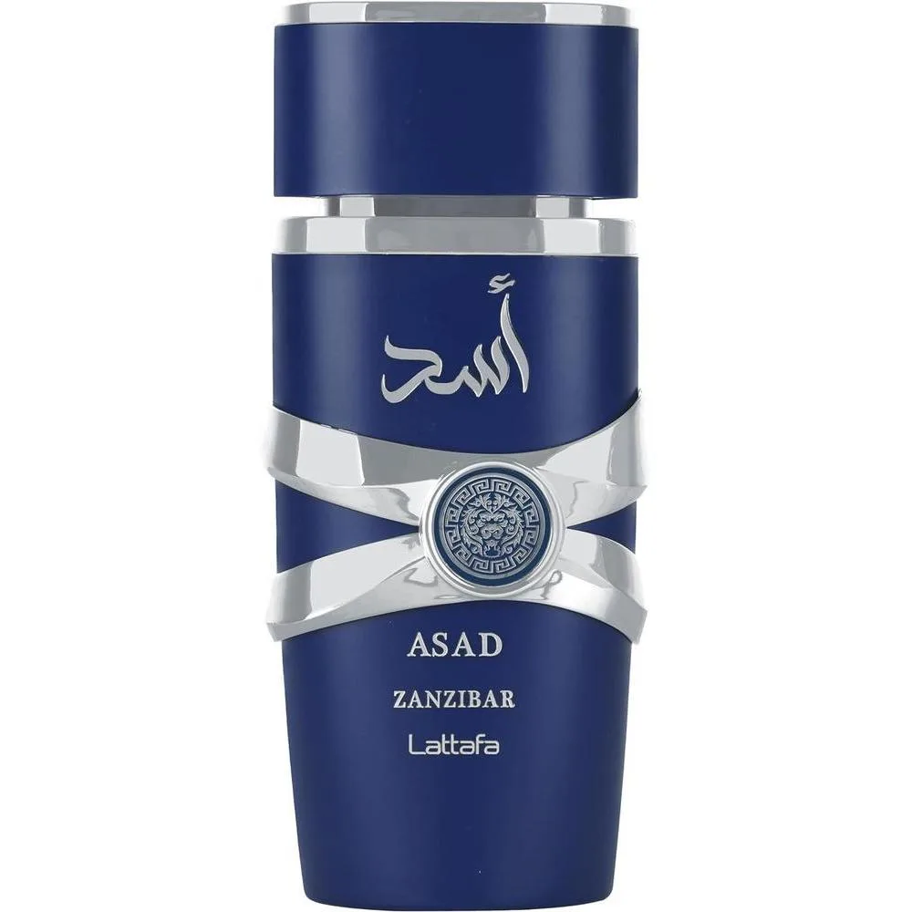 Lattafa Asad Zanzibar - Eau de Parfum para Hombres, Fragancia Fresca, Picante, Vainilla y Coco, Larga Duración