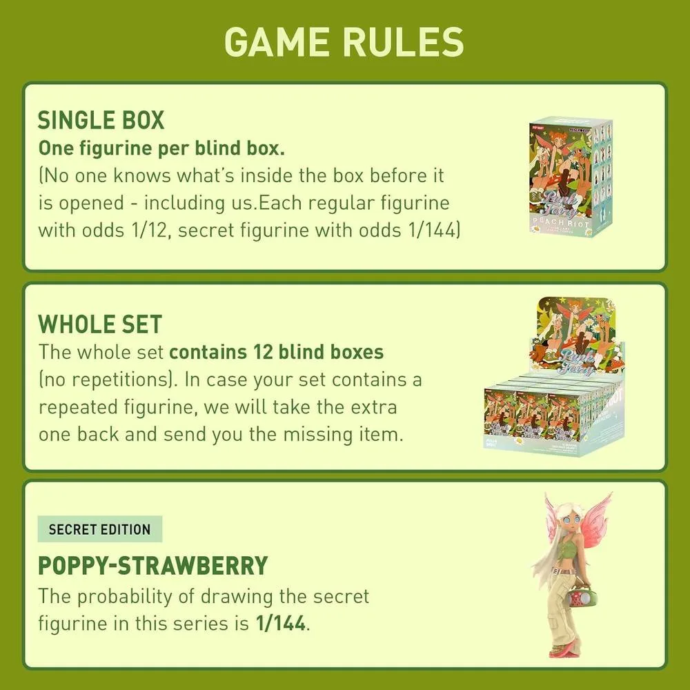 POP MART Peach Riot Punk Fairy Series Figuras aleatorias, juguetes coleccionables y decorativos