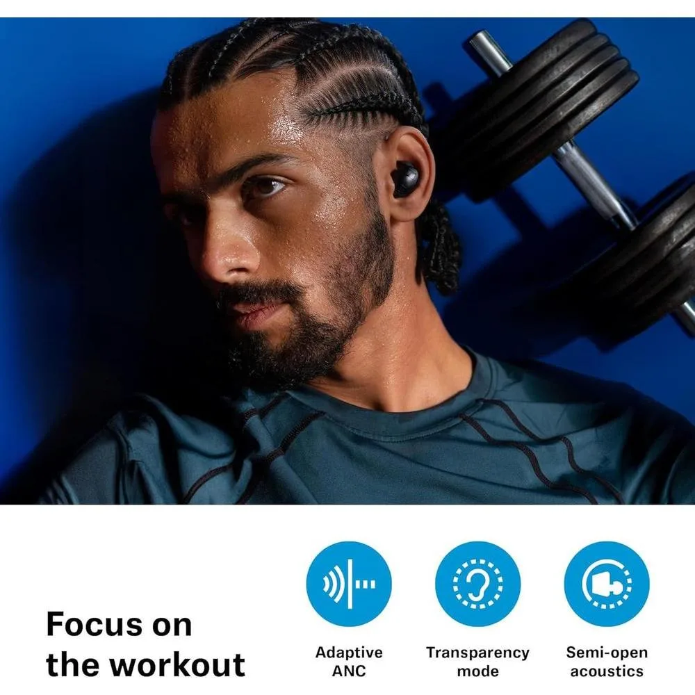 Sennheiser Momentum - Auriculares Deportivos Con Ajuste De Sonido Y ANC Adaptativo, Ajuste Seguro, Batería 24 Horas