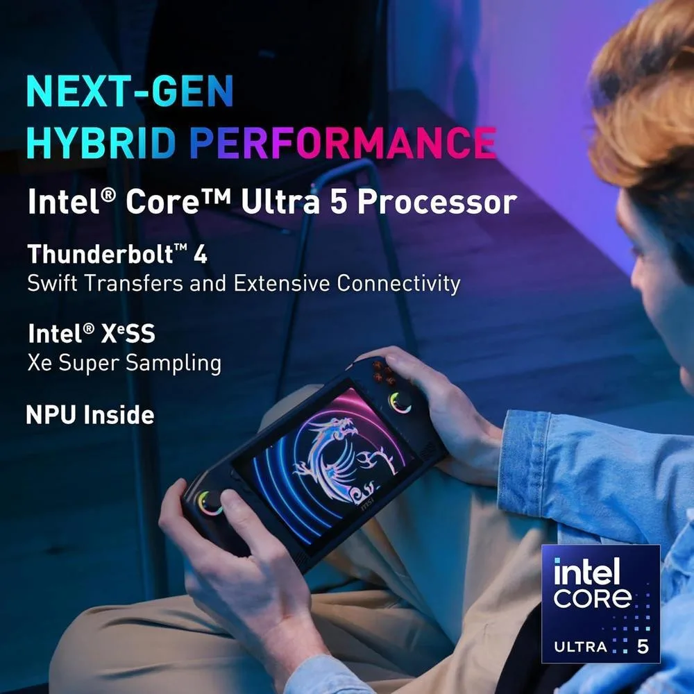 MSI Claw PC Gaming Handheld: Intel Ultra 5-135H, pantalla FHD 120 Hz, 16 GB LPDDR5, SSD NVMe, Win 11 Home, Negro