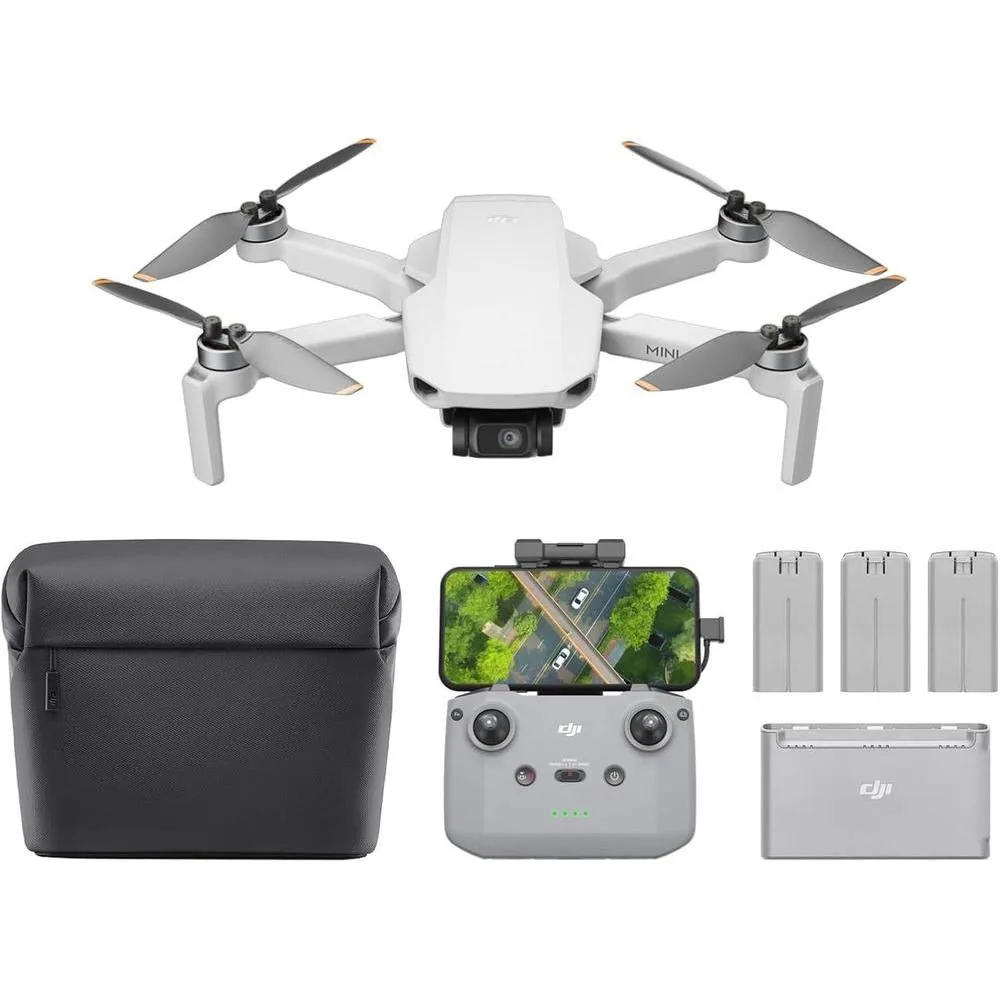 DJI Mini 4K Fly More Combo, Drone with 4K UHD Camera for Adults, Under 249 g, 3-Axis Gimbal Stabilization, 10km Video Transmission, Auto Return, 3 Batteries for 93-Min Max Flight Time, QuickShots