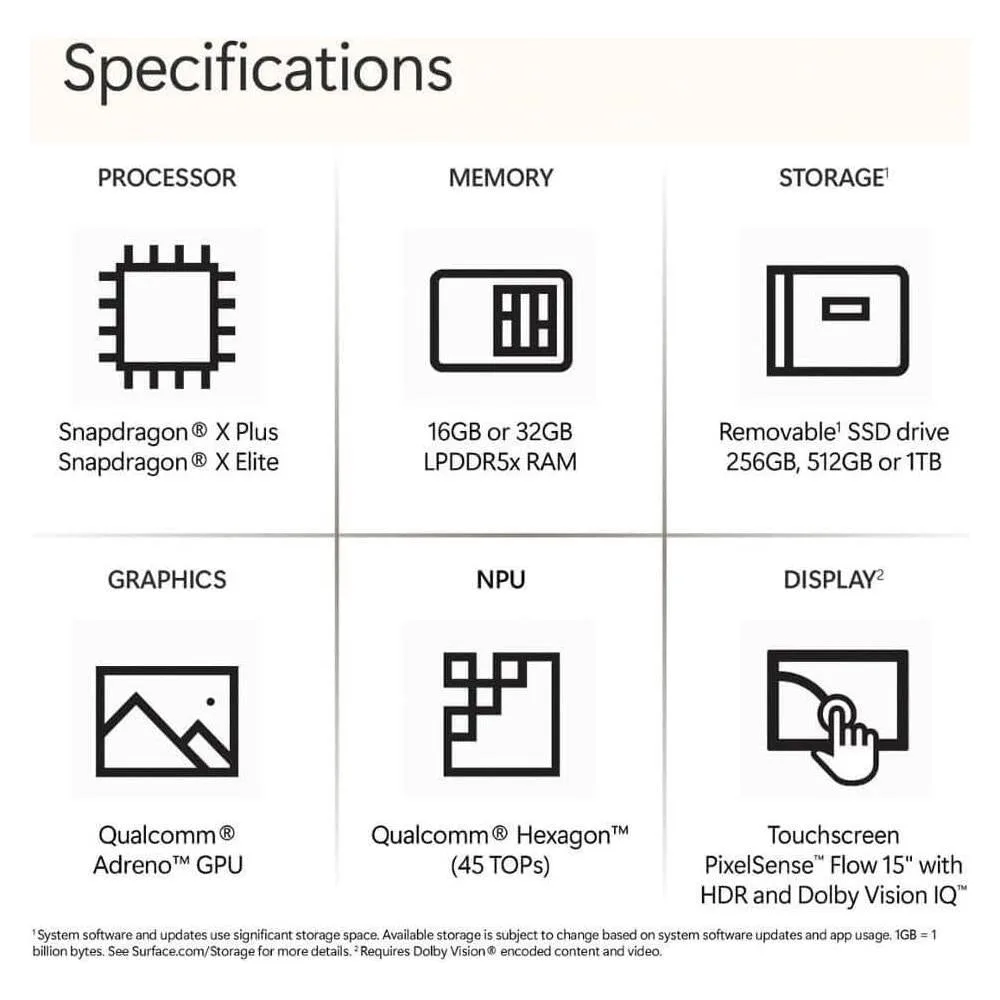 Microsoft Surface Laptop 2024 Con IA, Snapdragon X Elite, 32GB RAM, 1TB SSD, Windows 11, Pantalla Táctil