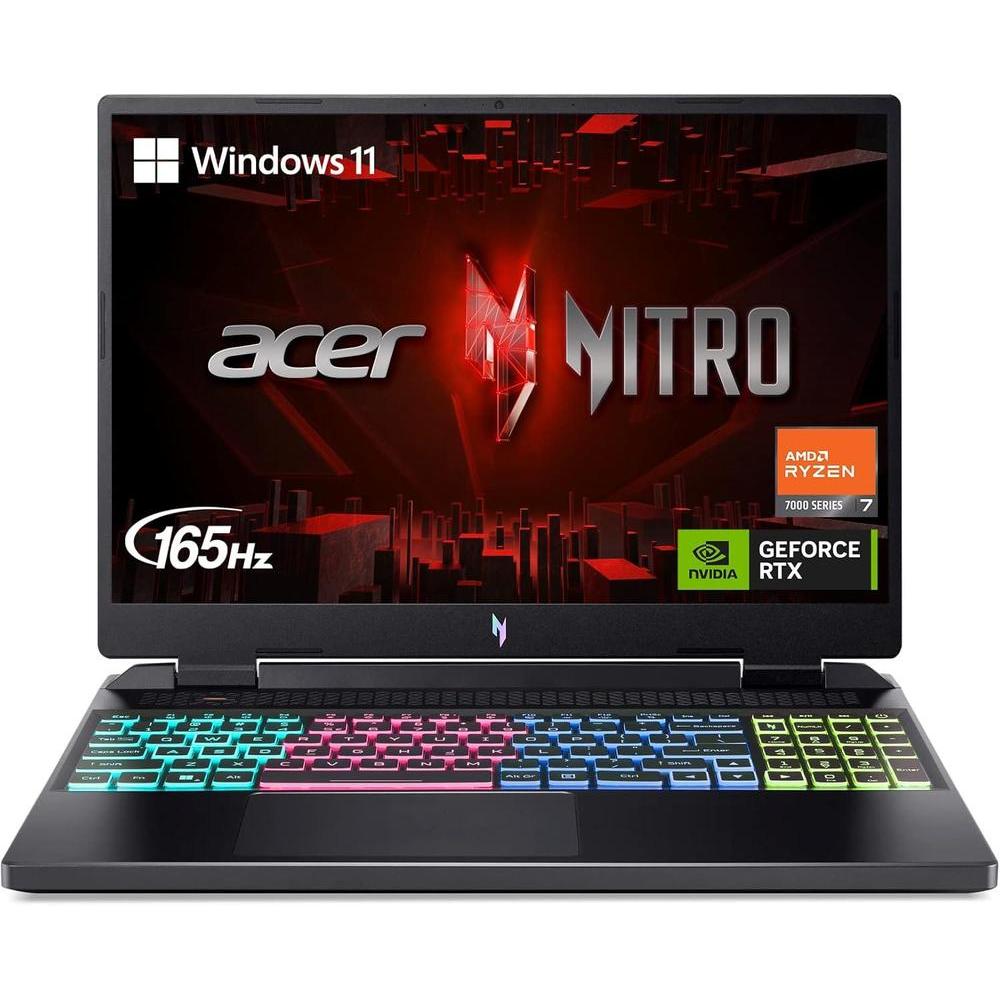Acer Nitro 16 Gaming Laptop | AMD Ryzen 7 7840HS OctaCore CPU | NVIDIA GeForce RTX 4060 Laptop GPU | 16" WUXGA 165Hz IPS Display | 16GB DDR5 | 1TB Gen 4 SSD | WiFi 6E | RGB Backlit KB | AN16-41-R4CY