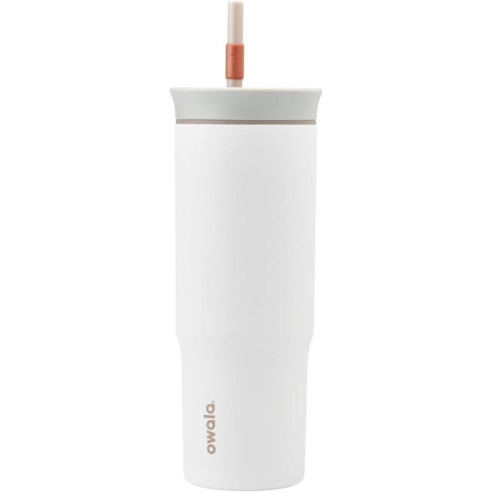 Owala Stainless Steel Triple Layer Insulated Travel Tumbler with Spill Resistant Lid and Straw, BPA Free, 24 oz, Grey/White (Iced Tea)