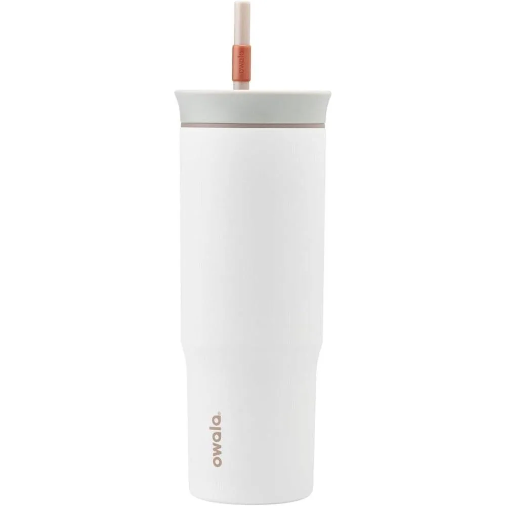 Owala Stainless Steel Triple Layer Insulated Travel Tumbler with Spill Resistant Lid and Straw, BPA Free, 24 oz, Grey/White (Iced Tea)