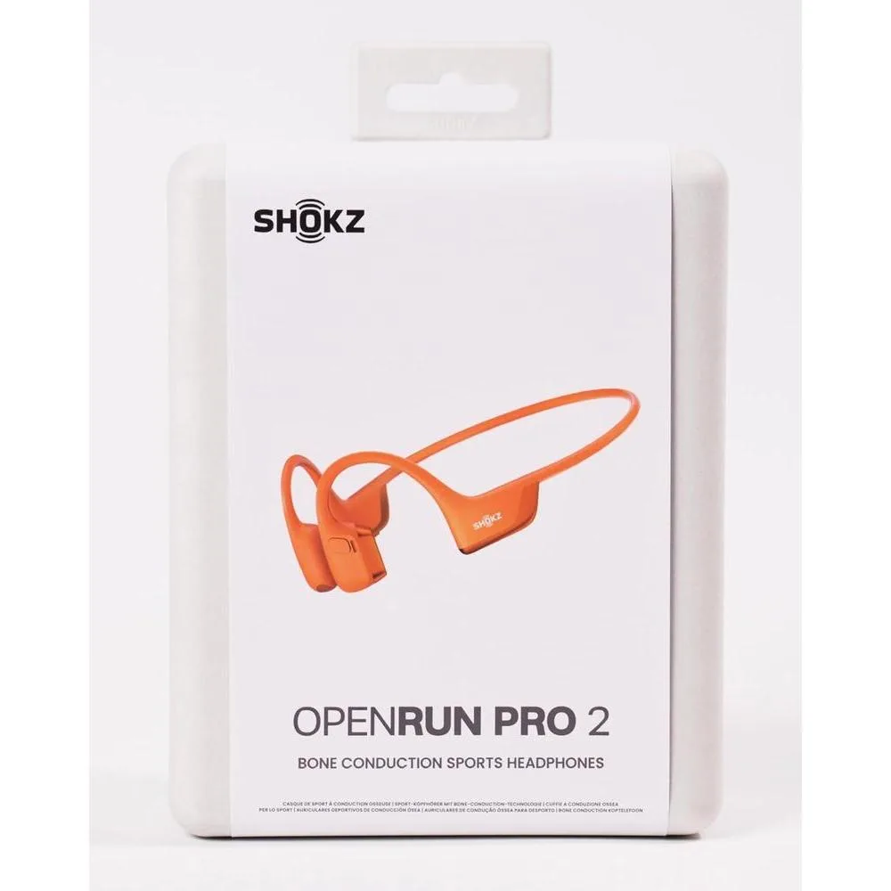 SHOKZ Openrun Pro2 - Auriculares Open Ear, Bluetooth, Inalámbricos, Conducción Ósea, Naranja, Resistente Al Sudor